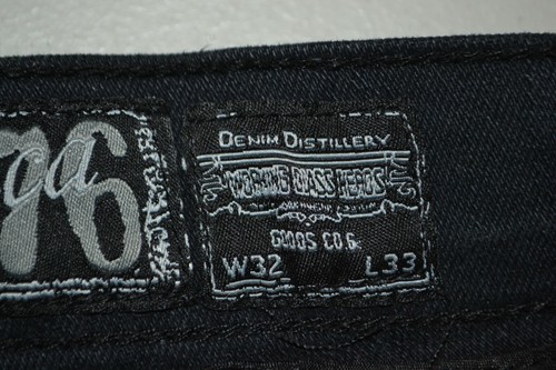 Heritage America76 Men Skinny Moto Style Factory Distressed Black Jeans Sz 32x33 - Picture 8 of 11