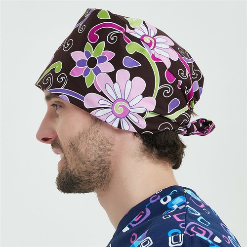 Womens/Mens Florals Printed Cap Scrub Hat/Cap Head Wear Adjustable Accessories - Picture 140 of 660