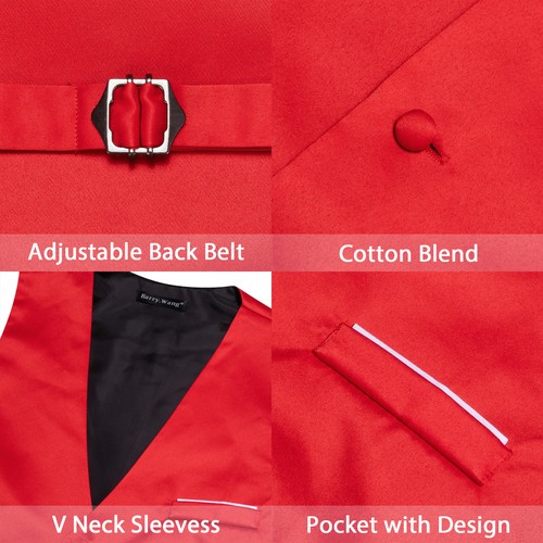 50 Colors Mens Vest Sleeveless V-Neck Pockets Waistcoat Without Tie Set Wedding - Picture 109 of 114