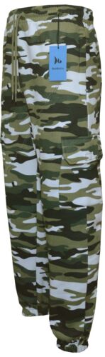 Mens Elasticated Cargo Combat Joggers Camouflage Bottoms with Zip Pockets M-3XL - Picture 8 of 8