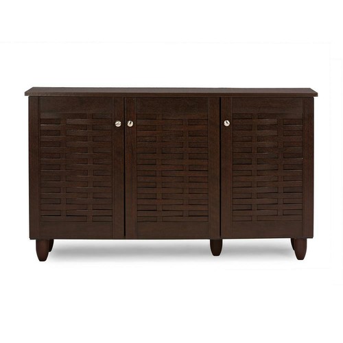 Entry Wooden Storage Cabinet Shoes Rack Organizer Hallway Shelves Brown Bedroom - Picture 2 of 12