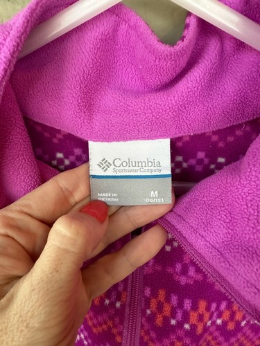 Columbia Girls Lightweight Fleece Size M Medium 10/12 Pink Pattern Half Zip - Picture 4 of 4