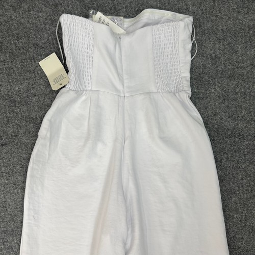 Abercrombie & Fitch Jumpsuit Women S White Strapless Crepe Corset Style Wide Leg - Picture 13 of 16