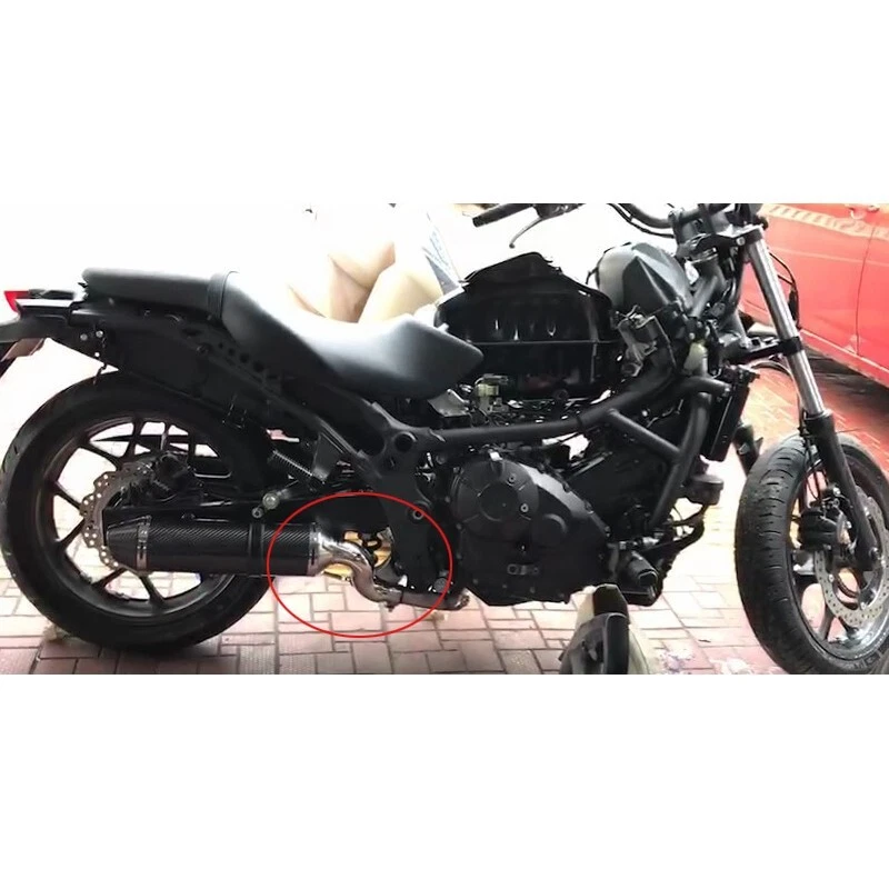 Slip for Honda CTX700 Exhaust Tips Black 370mm Muffler Mid Pipe Modified System - Image 2 of 4