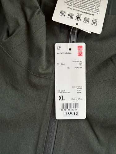 Uniqlo Men's Blocktech Parka, Size XL, Olive Green - NEW BNWT! - Bild 3 von 7