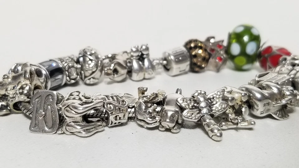 Pulsera Carlo Biagi de plata de ley de 8-1/4" cargada con 22 dijes Foto 4 de 4