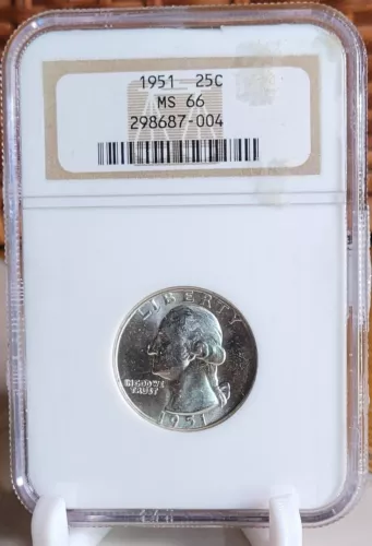 1951-P 25C WASHINGTON SILVER QUARTER NGC MS66