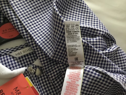 MARKS & SPENCER GIRL’S GINGHAM SCHOOL DRESS NAVY/WHITE AGE 8-9 Years NEW - Picture 5 of 5