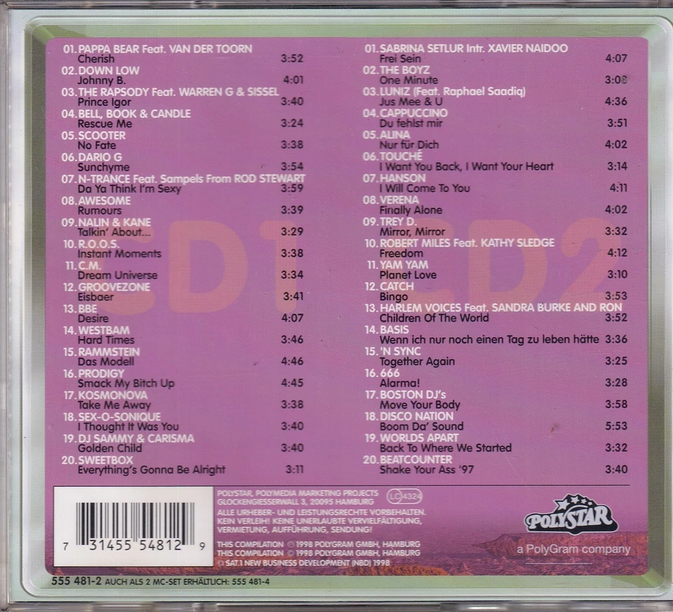 Mega Hits 98, die Erste - Westbam, Alina, BBE, Basis u.a. - Doppel-CD-1034- vg++ - Bild 2 von 2