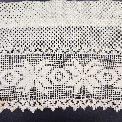 Off White Crochet Lace Kitchen Curtain Valance Tier or Swag Vintage Cafe Panel - Picture 11 of 47