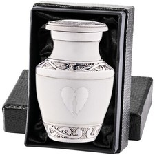 Small White Urn for Ashes Angel Wings - Keepsakes Mini Urns with Heart