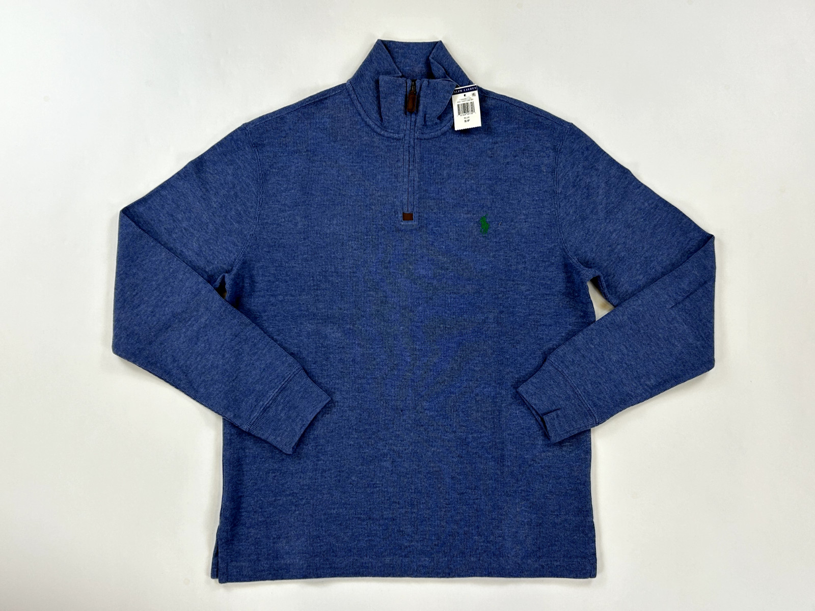 Поло Ralph Lauren с длинным рукавом и застежкой на молнию 1/2 - Синий (зеленый) - Размер: Маленький