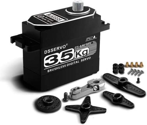 Servo RC sin escobillas de alto par 55 kg impermeable IP67 engranaje metálico completo 8,4 V25T bocina - Imagen 7 de 57