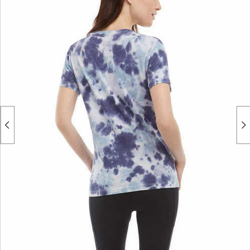 DANSKIN WOMEN'S TIE DYE T-SHIRT(NEPTUNE BLUE COMBO SMALL)NWT - Picture 2 of 3