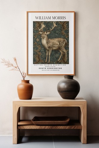 William Morris Vintage Stag Exhibition Cotton Prints Wall Art Poster - Picture 2 of 6