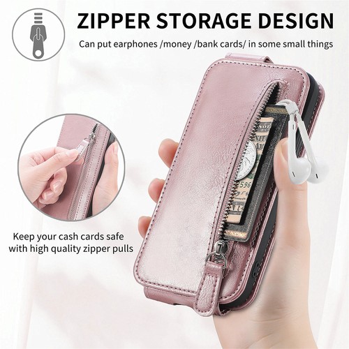 For Motorola Moto Edge 2024, Luxury Card Slot Zipper Wallet Flip Case Cover - Picture 24 of 33