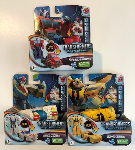 Transformers EarthSpark 1-Step Flip Changer Optimus Wheeljack Bumblebe Set Of 3 - Picture 1 of 8