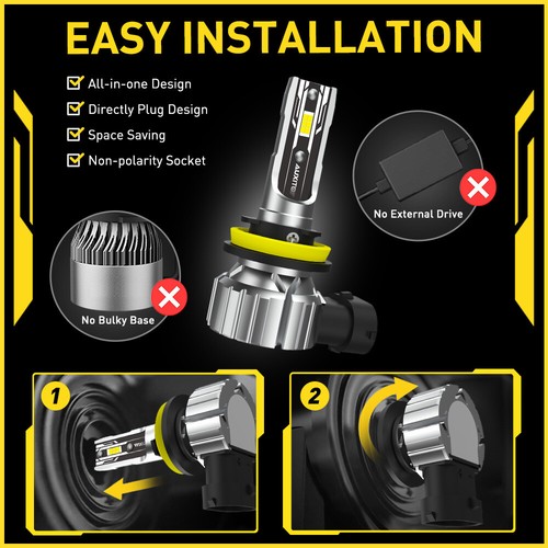 9005+H11 LEDHi/Low Beam Combo 4 LED Headlight Kit 160000LM Light Bulbs 6500K - Picture 18 of 21