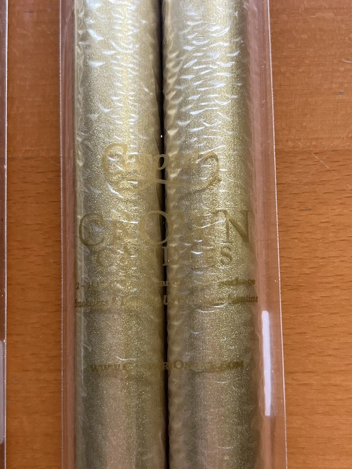 "Juego de 6 velas cónicas doradas metálicas Caspari de 10"" sin perfume sin humo sin goteo" Foto 3 de 4