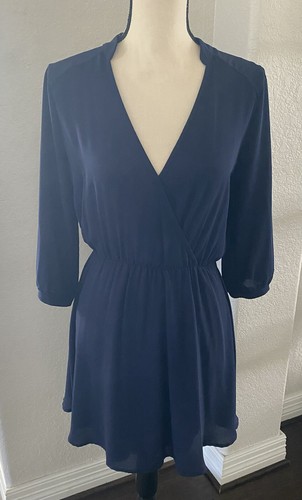 Üppiges Damen Kleid Langarm Knielang Marine Größe S mit Futter V-Ausschnitt - Bild 1 von 5