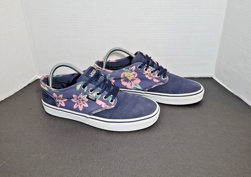 Vans Off The Wall Navy Blue Purple Floral Women's Athletic Sneaker Size 9