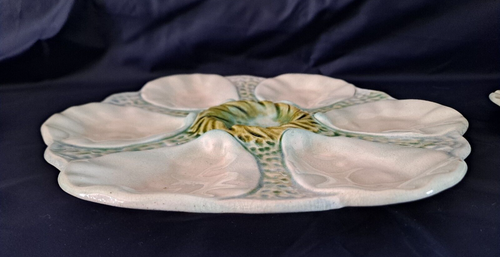 Assiette à huitres en majolique française (Orchies?) 1900 numérotée - Imagen 5 de 9