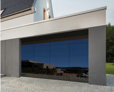 Aluminum Full View Garage Door with Black Reflective Glass – Ultra Modern Design
