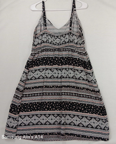 Torrid Women Dress Black Pink Geometric Boho Print Sun Dress 1X Adj. Straps - Picture 12 of 13