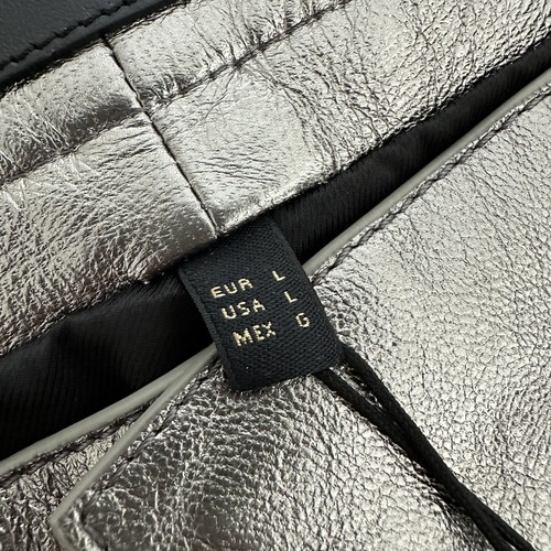 Massimo Dutti Metallic Leather Pants High Waist Straight Leg Silver Size L NWT - Picture 13 of 14