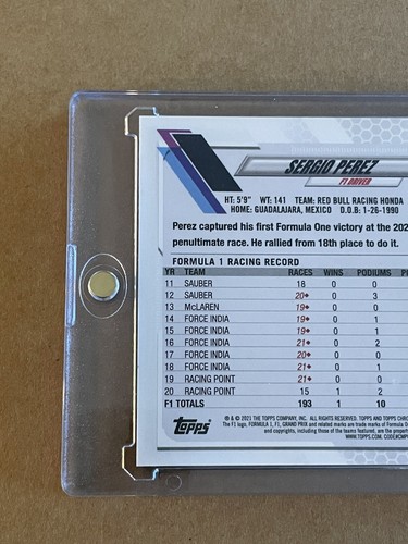 Sergio Perez #4 2021 Topps Chrome Formula 1 Green Ray Wave Portrait 60/99 - Picture 4 of 6