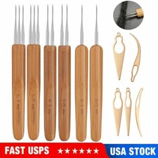 Bamboo Handle Crochet Dreadlock Hook Needle Tool Braiding Hair Making Tool USA