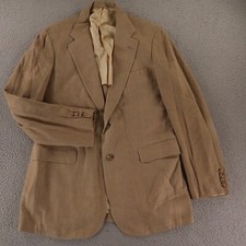 VTG Tweed Jacket M Brown Houndstooth Check 100 Wool Blazer Hopsack 1/4 Vent 40R