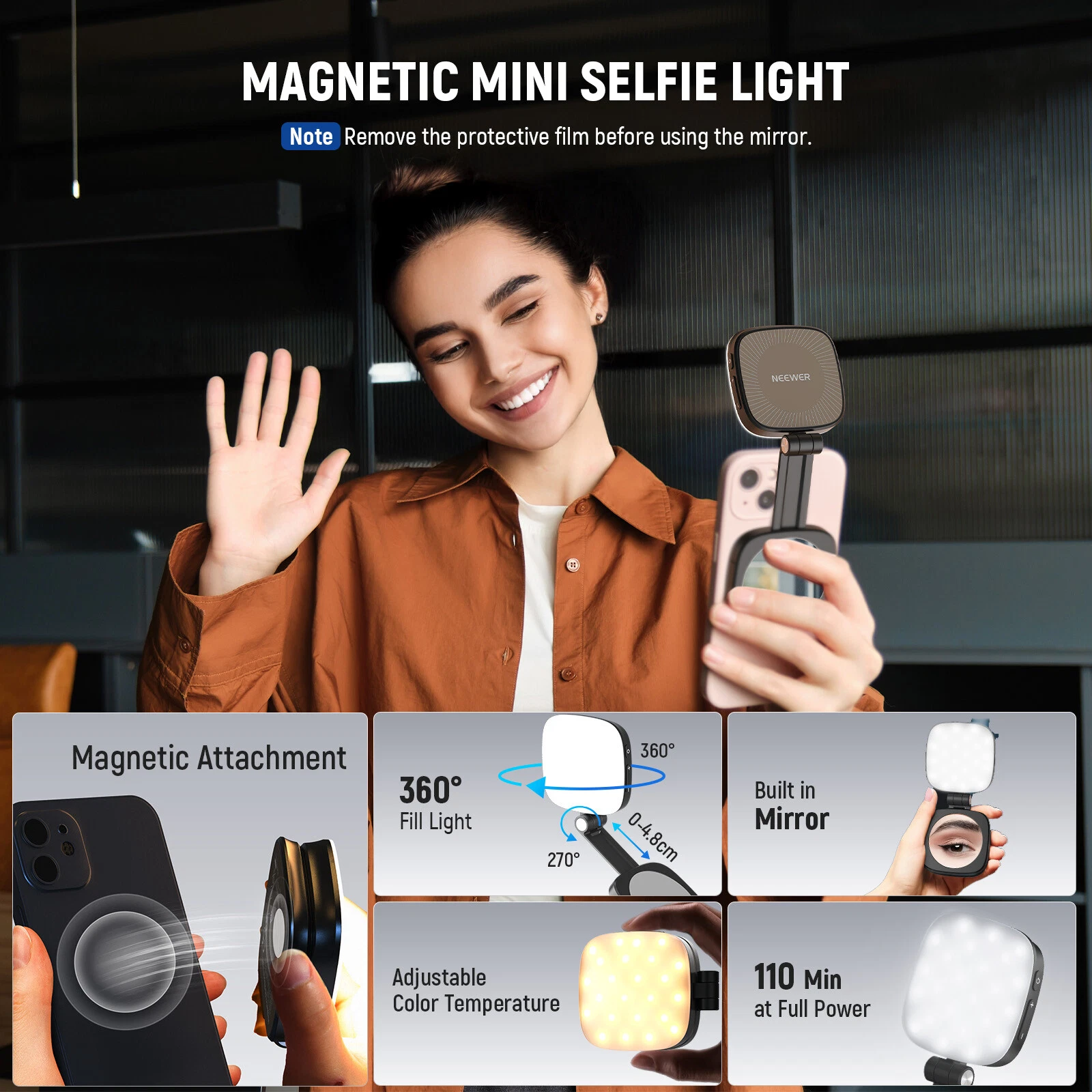 Neewer Magnetic Selfie Light - Thumbnail 4