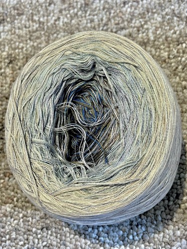 480g Metalic Linen Cotton Tencel Sultan Ombre Cake Yarn Sapphire Blue Grey 2400m - Picture 6 of 13