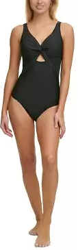 DKNY BLACK Peek-a-Boo Twist One-Piece Swimsuit, US 8 - Picture 4 of 4