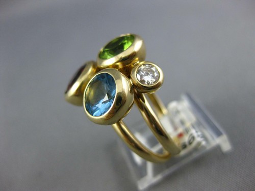 ESTATE LARGE 4.3CT DIAMOND & AAA MULTI GEM 14KT YELLOW GOLD ROUND BEZEL FUN RING - Bild 4 von 7