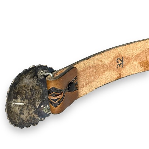 Native American Buckle Lucky Earth Walker de Taos 1990 Custom w/ Leather Belt - Picture 10 of 11
