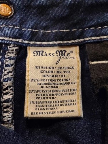 Miss Me Signature Skinny Embellished Cross Pocket Jeans Size 26 - Picture 11 of 13