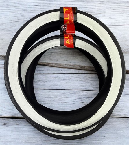 2 ALTA BICYCLE WIRE BEAD FAT CHOPPER TIRE 20 x 4-1/4 WHITEWALL SLICK RIDE TREAD. - Picture 2 of 3