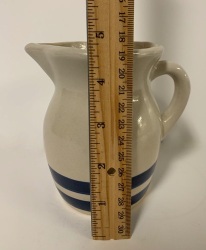 Robinson Ransbottom Pottery Williamsburg Blue Strip Pitcher Roseville OH - Picture 4 of 6