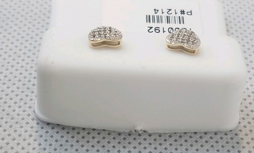 New 10k Gold Diamond Heart Shape Screw-back Earrings - Picture 7 of 10