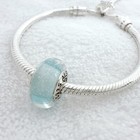 Authentic Sparkling Blue Murano Glass 925 Sterling Silver European Charm Bead