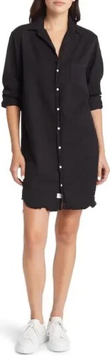 Frank & Eileen $328 Mary Famous Denim Black Classic Shirtdress Distressed Hem XS - Picture 10 of 19
