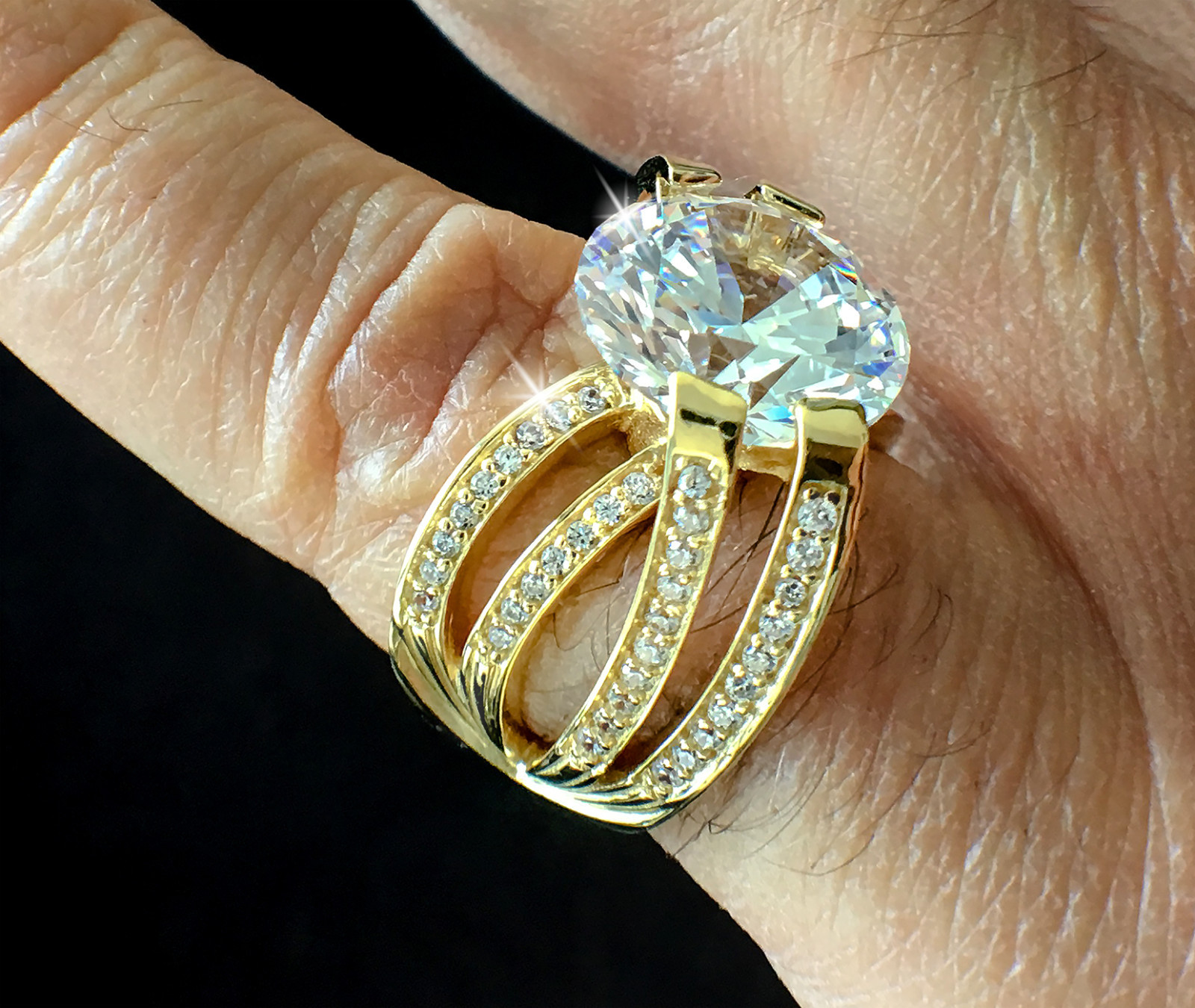 5 ct Imperial Crown Russian CZ Imitation Moissanite Simulant 14 kt Gold & SS 8 NOWOŚĆ Tanio
