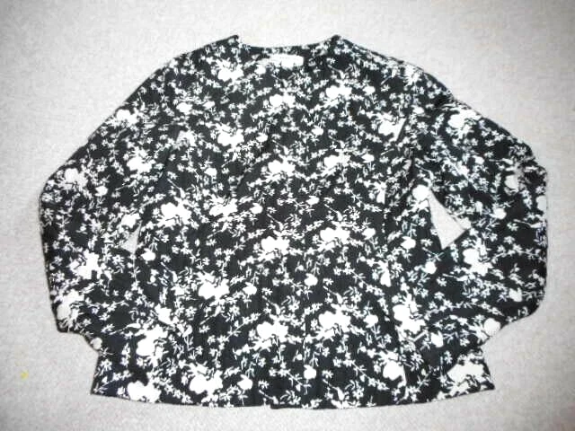 OFF WHITE Giacca donna COLDWA CREEK nero bianco sporco floreale misto cotone buttondown ls 8