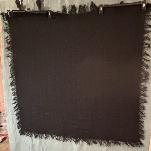 Woll Boucle Schal Schal schwarz quadratisch Fransen 40” x 40” - Bild 1 von 8