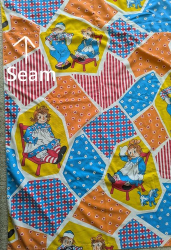 Raggedy Ann & Andy Vintage Pacific Fabric Flat Bed Sheet 63” X 96” Made USA - Picture 3 of 5