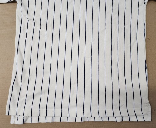 T-shirt vintage anni 90 logo Athletic Seattle Mariners Henley uomo XL avorio a righe - Foto 3 di 21