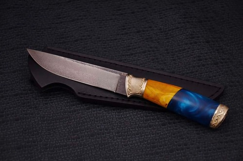 ππ Coltello fatto a mano tridente stemma bandiera nazionale patriottica ucraina + fodero - Foto 5 di 12