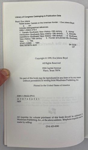 Noble Brutes : Camels on the American Frontier, Eva J. Boyd, 1995, Trade PBK - Picture 8 of 16